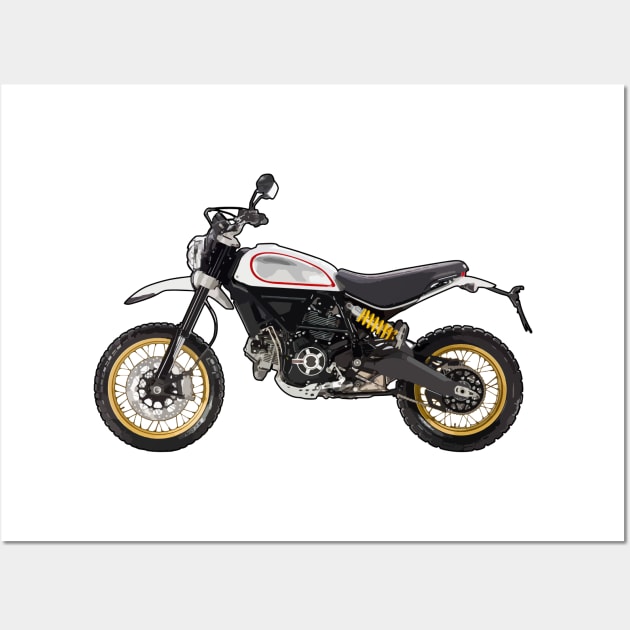 Scrambler Bike Side View Illustration Wall Art by KAM Std